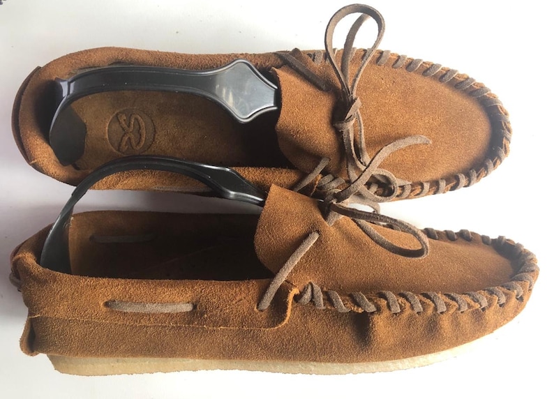 Tan suede Arwaks loafers with laces